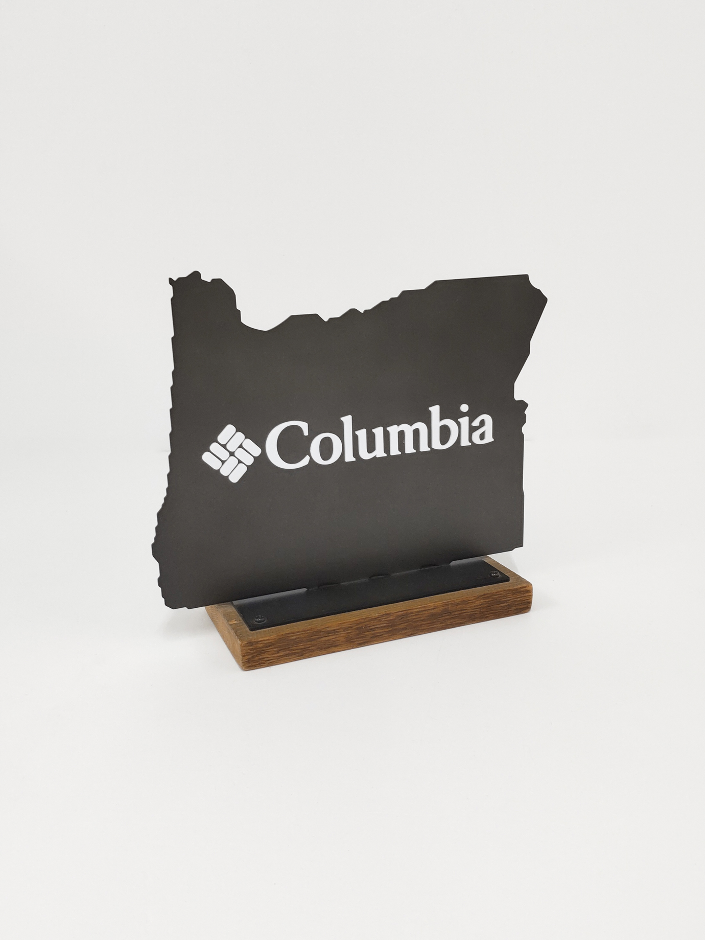 WOODEN & STEEL LOGO STAND